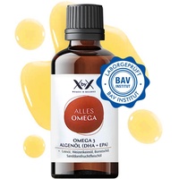 XbyX Alles Omega 50 ml | 20 Portionen | Veganes Omega 3 aus Algenöl für Herz & Gehirn | Hoher Gehalt an DHA & EPA | Jodfrei | Ohne Zuckerzusatz oder Süßungsmittel | Höchste Qualität aus Deutschland