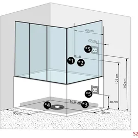 SeniorBad Kombination Badewanne Dusche K80-WS-EH-A-EC-SC-EA Duschtempel 100x180 cm Schlauchreinigung + Scheibenversiegelung - Weiß
