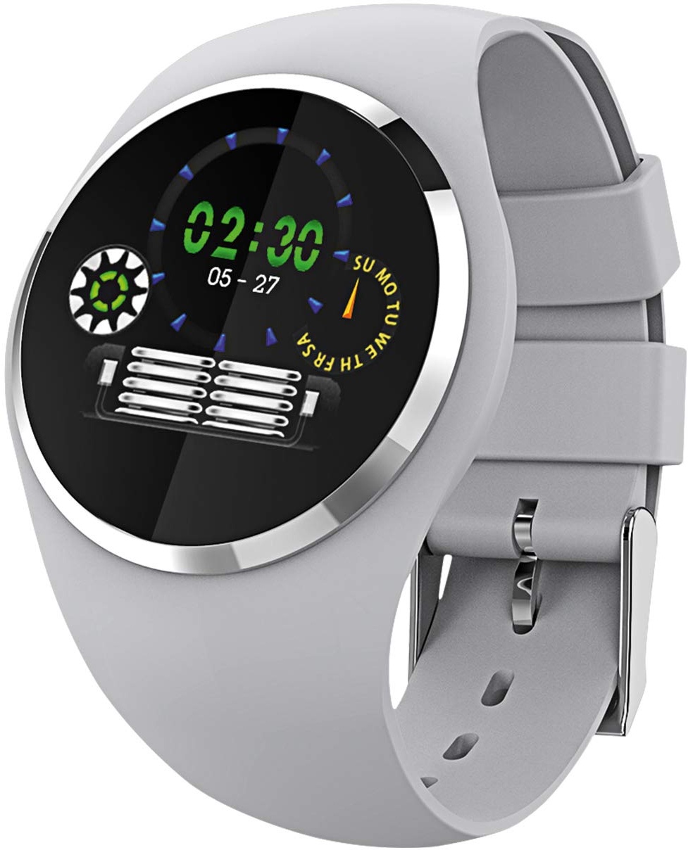 Fitness Tracker mit Herzfrequenz Blutdruck Schlaf Schritte Farbdisplay mit Animation Smartwatch Armband Uhr - 9703-4 Grau