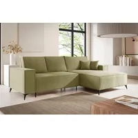 Ecksofa Schlafsofa FIORE Stoff ARAGON Olivgrün Ottomane Rechts - Grün
