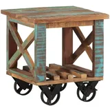vidaXL Beistelltisch mit Rädern 40x40x42 cm Altholz Massiv