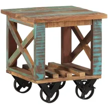 vidaXL Beistelltisch mit Rädern 40x40x42 cm Altholz Massiv