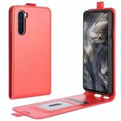 Flip Case Handyhülle für OnePlus Nord Vertikal Schutzhülle Tasche Cover Rot Bumper Smartphone Kartensteckplatz-Kreditkarte-Geldscheine EC-Karte Bank-Karte