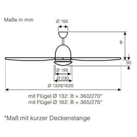 CasaFan Eco Aviatos 162 WE-WE 162 cm Deckenventilator weiß mit Licht