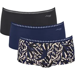 Sloggi Damen Pantys, 3er Pack - GO Crush Short C3P, Unterhose, Stretch-Baumwolle Blau 2XL