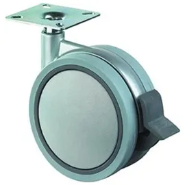 BS Rollen Kunststoffdoppelrolle m.Festst.D.60mm Trgf.35kg m.Platte Ku.silbergrau BS ROLLEN