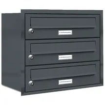 AL Briefkastensysteme 3er Premium Briefkasten Anthrazit inkl. Zeitungsfach
