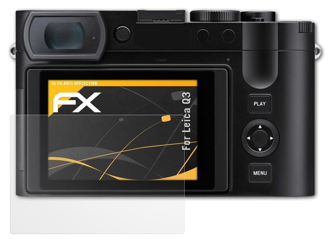 atFoliX Panzerfolie kompatibel mit Leica Q3 Schutzfolie, entspiegelnde und stoßdämpfende FX Folie (3X)