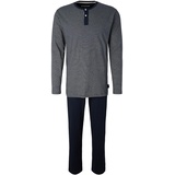 TOM TAILOR Herren Pyjama mit gestreiftem Oberteil blau, Streifenmuster, Gr. 48/S