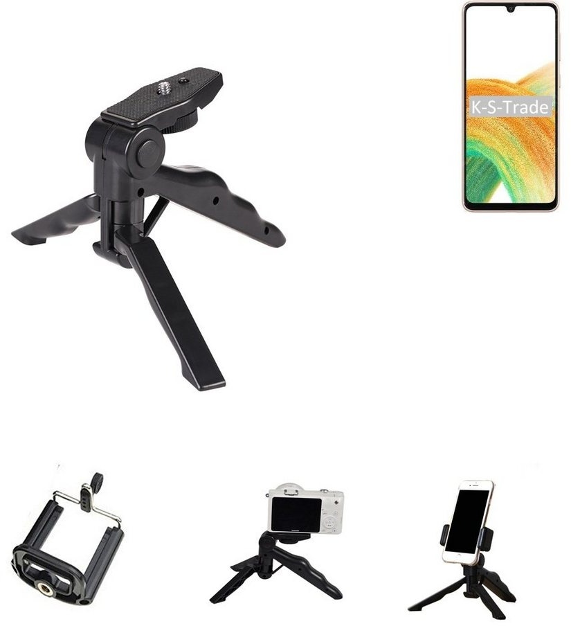 K-S-Trade für Samsung Galaxy A33 5G Smartphone-Halterung, (Stativ Tisch-Ständer Dreibein Handy-Stativ Ständer Mini-Stativ) schwarz