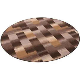 Snapstyle Designer Velour Teppich Mystic Karo Braun Textil, Rund