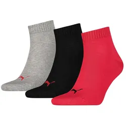 PUMA Unisex Socken - Quarter-Socken, Sneaker-Socken, Damen, Herren, Vorteilspack Rot 47-49 12er Pack