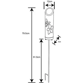 GLOBO Steckleuchte Bambus Solarleuchte Erdspieß Bambuslampe Solar, Dekor-stanzungen, grün, LED Warmweiß, Dxh 12x79,5 cm,