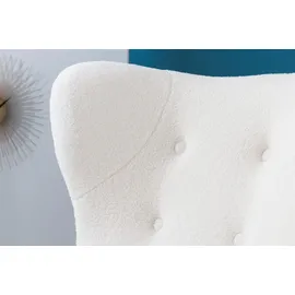 Riess-Ambiente Retro Design Sessel DON weiß Bouclé Federkern goldene Fußkappen