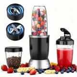 Teendow Standmixer 3 in 1 Smoothie mixer, 1200W hochleistungsmixer smoothie maker, 1200 W, 1.1L, 6 Klingen, Leicht zu tragen, Sicher, rutschfest schwarz
