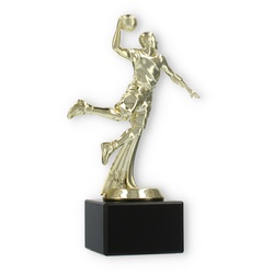 Pokal Kunststofffigur Basketballspieler gold auf schwarzem Marmorsockel 19,0cm