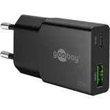 goobay USB-CTM PD GaN Dual-Schnellladegerät Slim 25 W schwarz