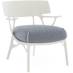 Kartell - A.I. Outdoor Lounge Chair, weiß / weiß-blau (Stoff Twill)