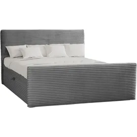 kaiser möbel Boxspringbett mit bettkasten und topper TRENTO stoff Plüsch Cord 160x200 cm Dunkelgrau H2-Pocket - Dunkelgrau