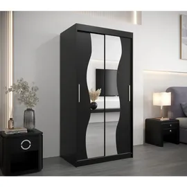 abiks möbel Schwebetürenschrank MADRYT 100 x 200 x 62 cm Schwarz