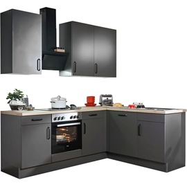 wiho Küchen Winkelküche »"Simi", mit verstellbaren Füßen, wahlweise mit E-Geräten,«, schwarz