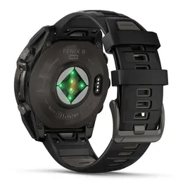 Garmin fenix 8 Solar 47 mm Graphit/Titan Carbongrau Silikon-Armband 22 mm