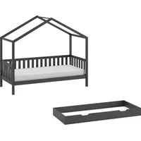 Vipack Hausbett Dallas 90 x 200 cm Kiefer massiv grau