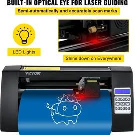 Vevor Vinyl Schneideplotter 375 mm, Folienschneider Max. Schnittbreite 285 mm, Plottermaschine Signmaster-Software, Plotter Windowskompatibel, Folienplotter Halbautomatisch Schnittpräzision ±0,001 mm