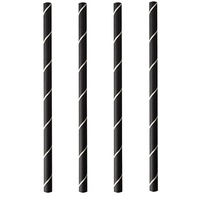 PAPSTAR 250 Cocktail Trinkhalme, Papier Ø 7 mm · 15 cm schwarz/weiss "Stripes"