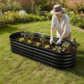 Relaxdays Hochbeet 200 x 45 x 60 cm Schwarz
