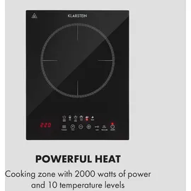 Klarstein Cook n Roll Induktionskochfeld 2000W, Kochfeld: 26 cm Ø, 10 Temperaturstufen, 6 Garprogramme, SousVide-Funktion, HeatControl: inklusive Thermometer, schwarz