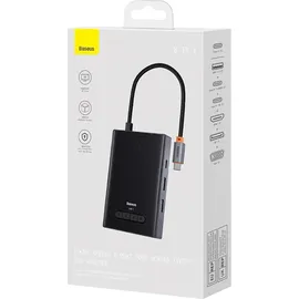 Baseus PioneerJoy 8in1 USB C Hub HDMI DP VGA Grau - schwarz