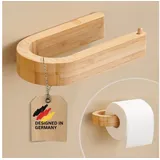 DEKAZIA Toilettenpapierhalter ohne Bohren aus 100% FSC®-zertifiziertem Bambus Holz, selbstklebend (Klopapierhalter Klorollenhalter WC Papier Halterung, WC Papier Halterung), Bambus Holz, ohne Bohren, WC-Rollenhalter