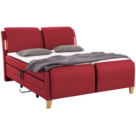 Home Affaire Boxspringbett HOME AFFAIRE "Messina2", rot, B:166cm L:240cm, Holzwerkstoff, Kunstleder, Massivholz, Komplettbetten, Boxspringbett, Liegekomfort elektrisch Verstellbar