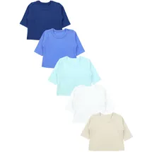 TupTam Baby Jungen Langarmshirt 5er Set, Farbe: Blau_Weiß_Beige, Größe: 50 - 50
