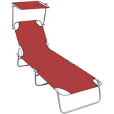 vidaXL Klappliege mit Sonnenschutz 188,5 x 57,5 x 27 cm rot