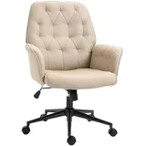 Vinsetto Bürostuhl mit Wippfunktion ergonomisch 360°-Drehräder Schaumstoff Beige