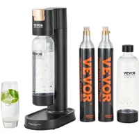 Vevor Sprudelwassergerät, Soda-Maschine, Selterswasser-Starter-Set mit 2 Stk. BPA-freien 1-Liter-PET-Flaschen, 2 Stk. CO2-Flaschen, Kompatibel mit Einschraubbaren 60-Liter-CO2-Flaschen