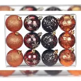 inges magic & goodz Weihnachtskugeln Dekorierte Kugeln Kunststoff 6cm 12er Set braun orange Flame Mix