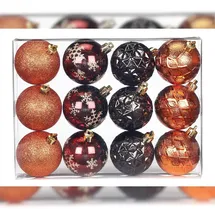 inges magic & goodz Weihnachtskugeln Dekorierte Kugeln Kunststoff 6cm 12er Set braun orange Flame Mix