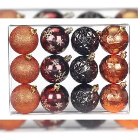 inges magic & goodz Weihnachtskugeln Dekorierte Kugeln Kunststoff 6cm 12er Set braun orange Flame Mix