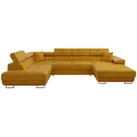 Mirjan24 Wohnlandschaft, Currygelb, Textil, 7-Sitzer, links montierbar,Rechteckig, 346x90x203 cm, Wohnzimmer, Sofas & Couches, Wohnlandschaften, Wohnlandschaften in U-Form
