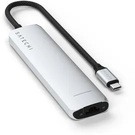 Satechi USB-C 7-in-1 Slim Multiport Adapter mit Ethernet Silber