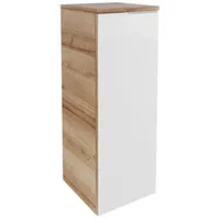 Fackelmann B.Brillant Midischrank 30,2 x 82,6 x 32 cm Hochglanz Weiß/Eiche Glas