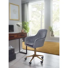 KADIMA DESIGN Schalenstuhl SANDRA, Samtstoff, 360° Drehfunktion, Metallfußkreuz in Gold, max. 120 kg Belastung.