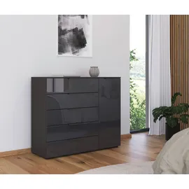 Rauch Kommode Flipp 120 x 100 x 42 cm Grau / Glas Basalt