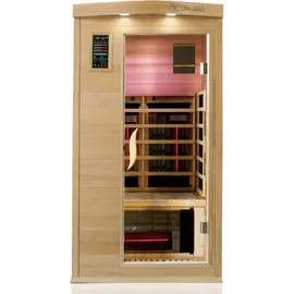 Dewello Dewello® Infrarotkabine Pierson Pro 100x100 für 1 Person, Hemlockholz & Zeder, 3 DUO-Vollspektrumstrahler, 3 Karbonstrahler