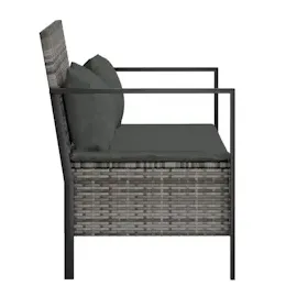 vidaXL Gartenbank 2-Sitzer mit Kissen Grau Poly Rattan