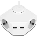 REV Ritter REV Steckdosenleiste mit USB 2+2-f. 2pol. Schalter 1,5 m Weiß