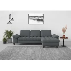 Ecksofa SIT & MORE "Westham L-Form", grau, B:275cm H:88cm T:172cm, 100% Polyester, Sofas, Recamiere, mit oder ohne Bettfunktion, Bettkasten, Füße wengefarben